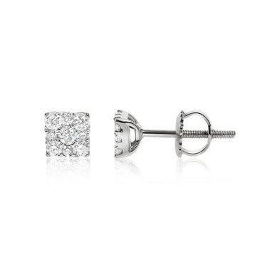 yellow 14k Solid White Gold Diamond Studs 0.22 ctw